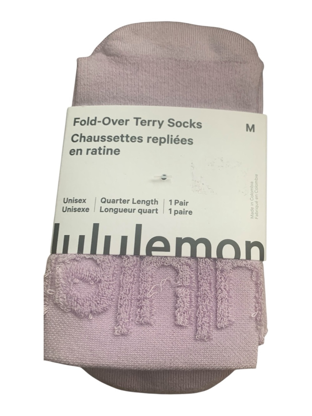 NWT Lululemon fold over terry quarter socks Size M